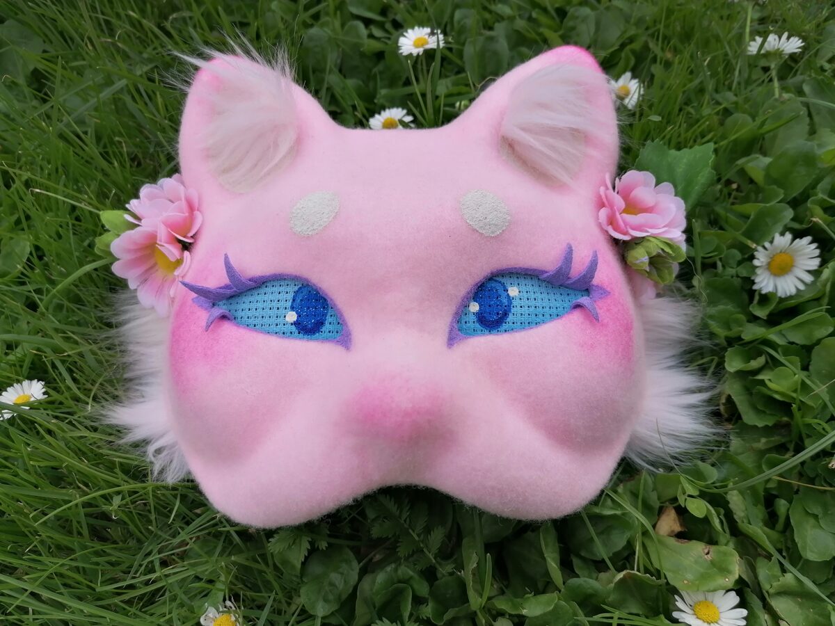 Handmade sakura cat mask #therian #furry #fursuit - Depop